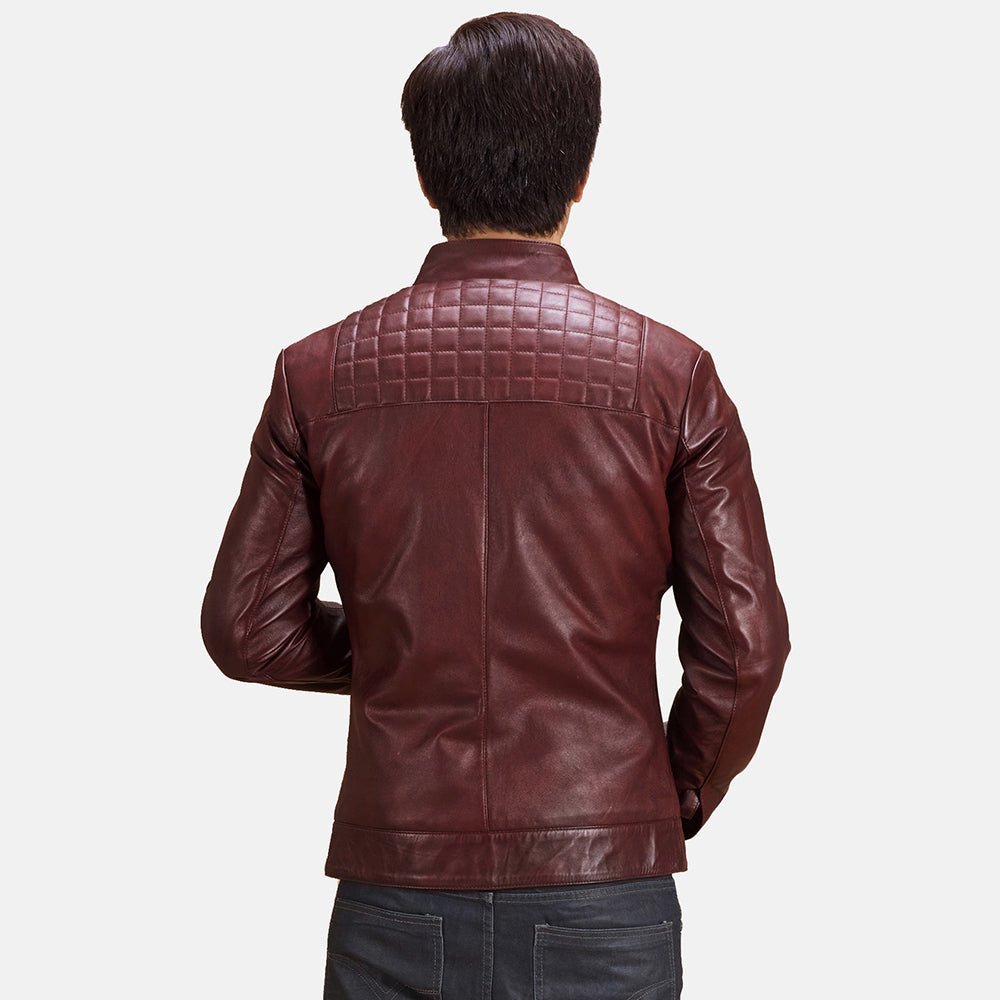 Burgunn Dee Maroon Leather Biker Jacket - Image 4