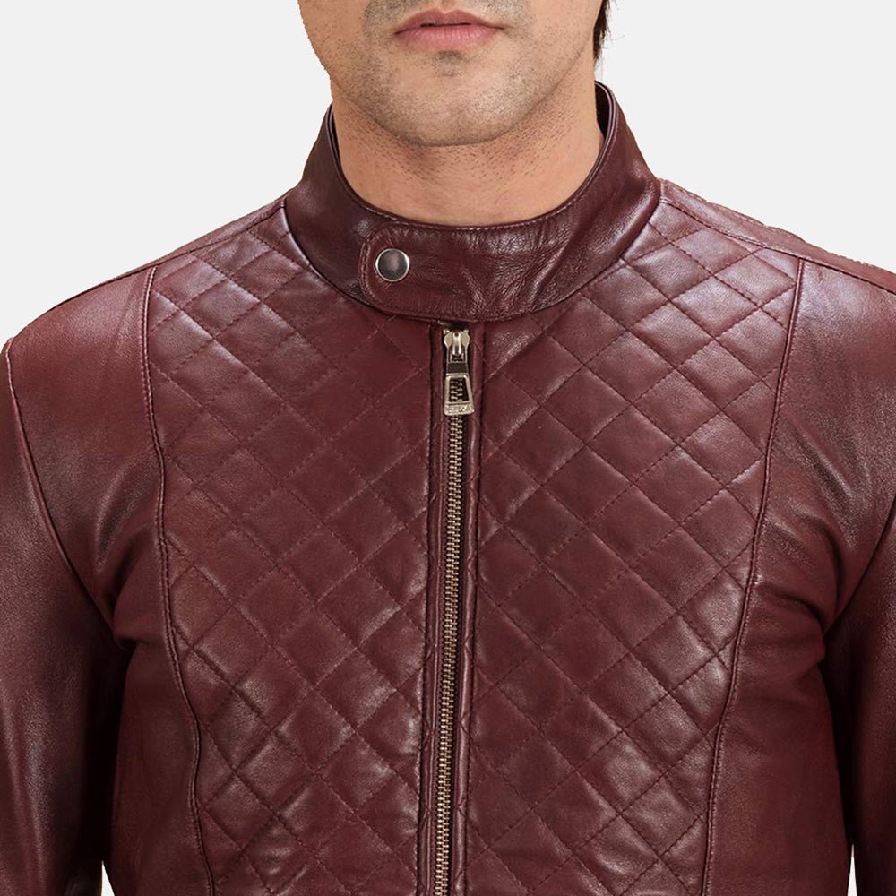 Burgunn Dee Maroon Leather Biker Jacket - Image 5