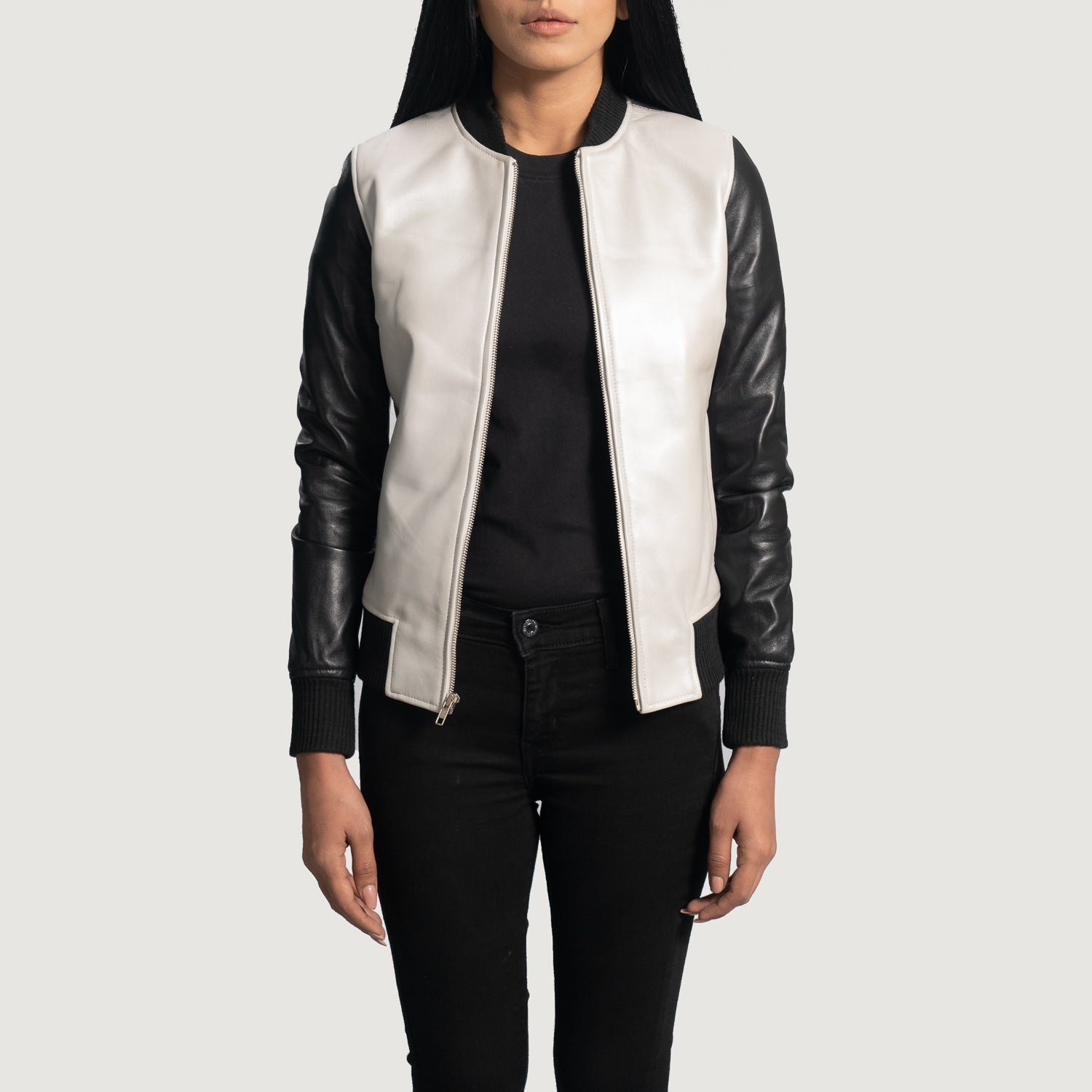 Cole Silver Leather Bomber Jacket - Image 3