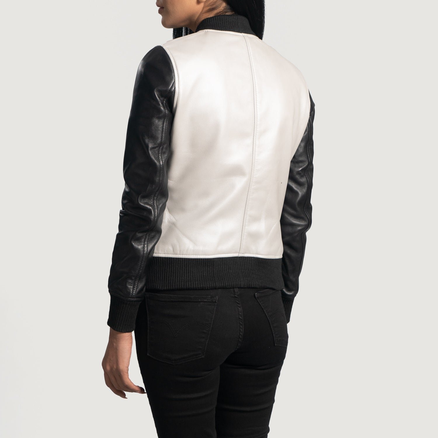 Cole Silver Leather Bomber Jacket - Image 6