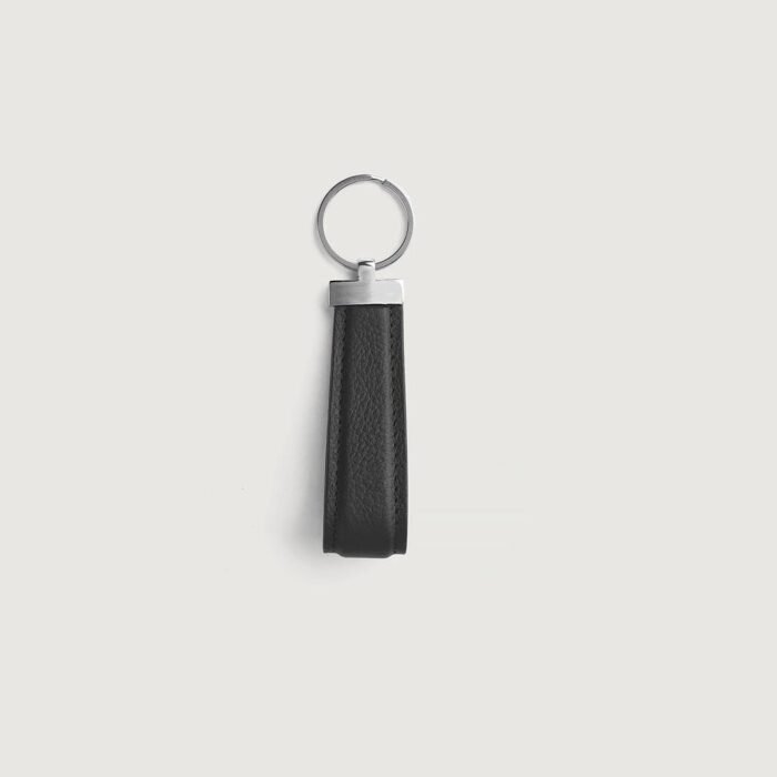 Elroy Black Leather Keychain