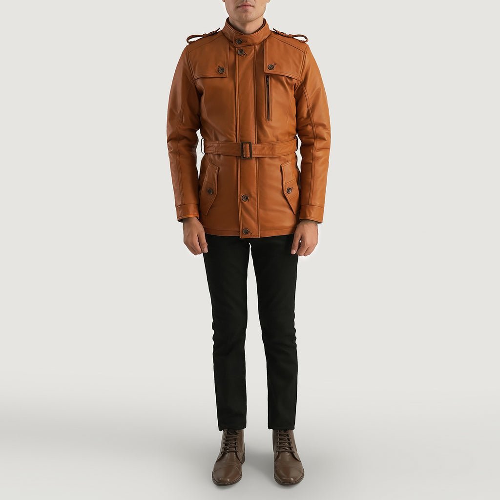 Hunter Tan Brown Fur Leather Jacket - Image 3