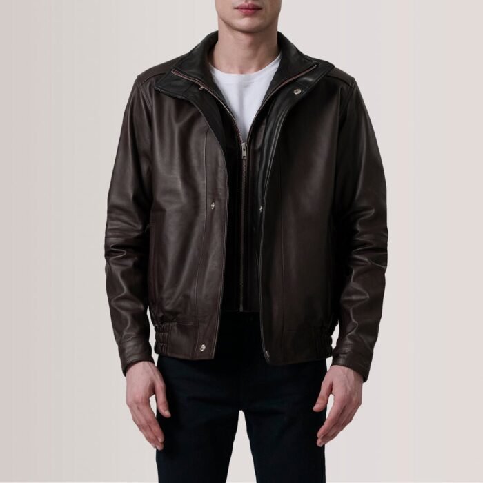 Alfred Maroon Leather Bomber Jacket