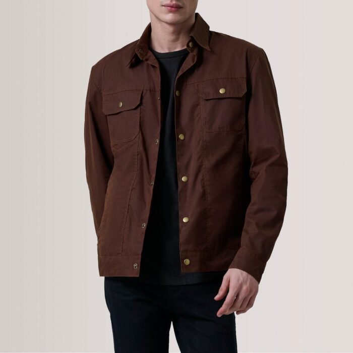 Colberto Brown Waxed Canvas Trucker Jacket