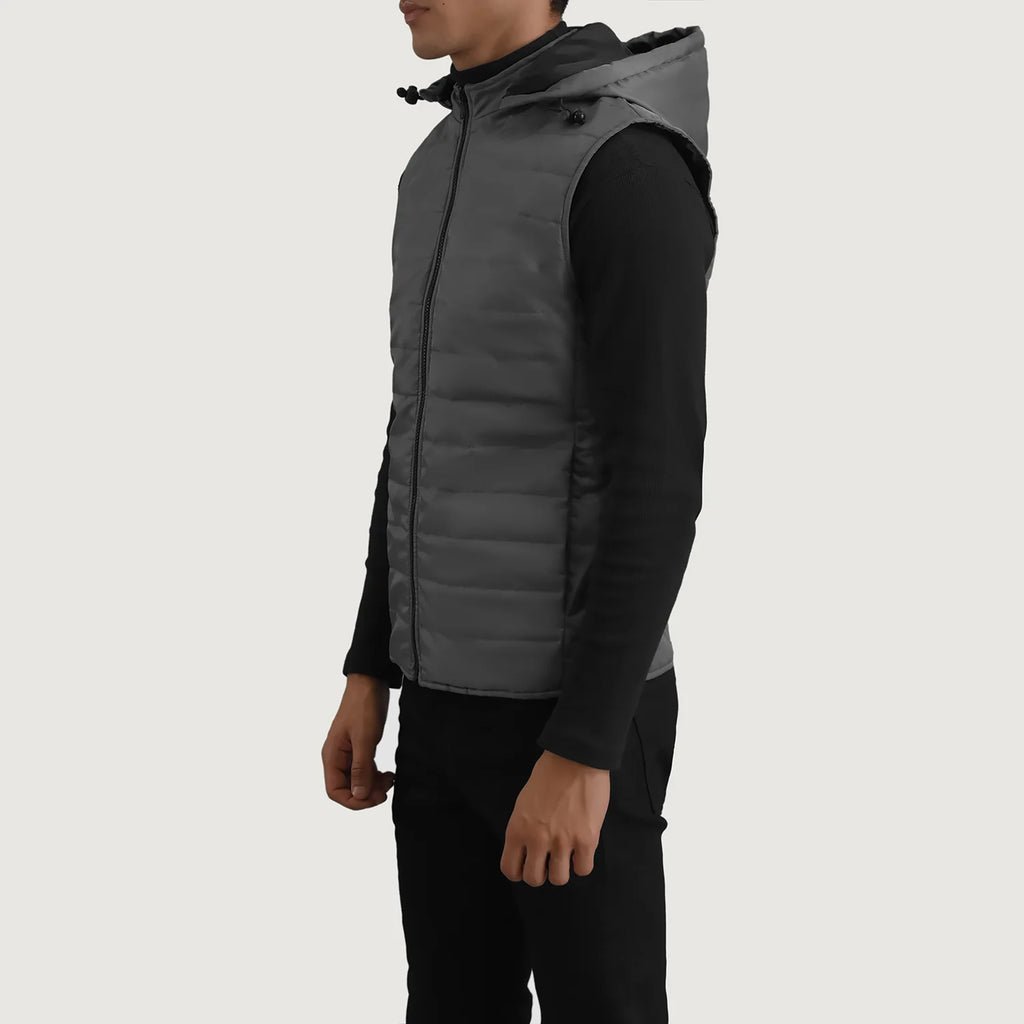 Carlo Grey Hooded Puffer Vest - Image 2