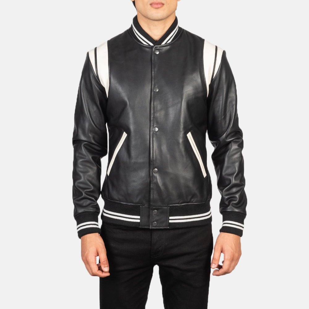 Dantee Black Leather Varsity Jacket - Image 4