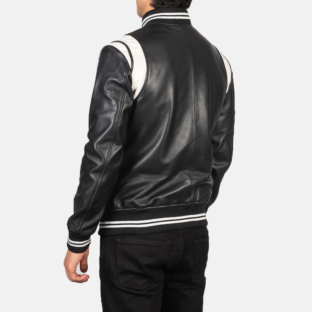 Dantee Black Leather Varsity Jacket - Image 5