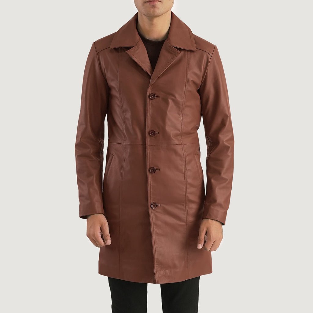 Don Long Brown Leather Coat - Image 4