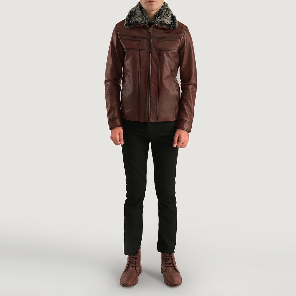 Evan Hart Fur Brown Leather Jacket - Image 4
