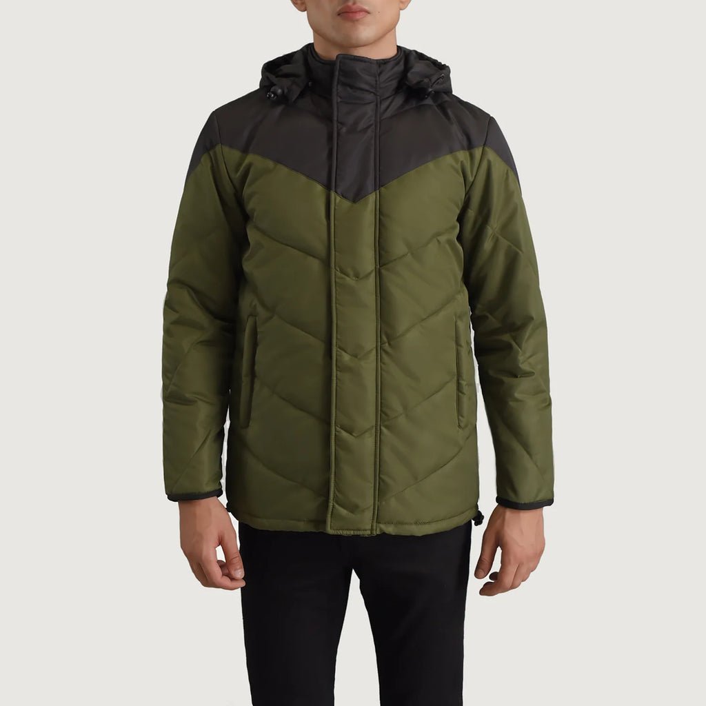 Luka Black & Green Hooded Puffer Jacket - Image 4
