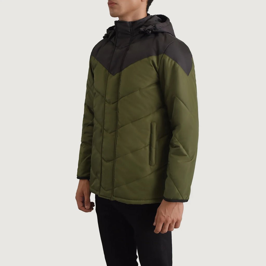 Luka Black & Green Hooded Puffer Jacket - Image 2