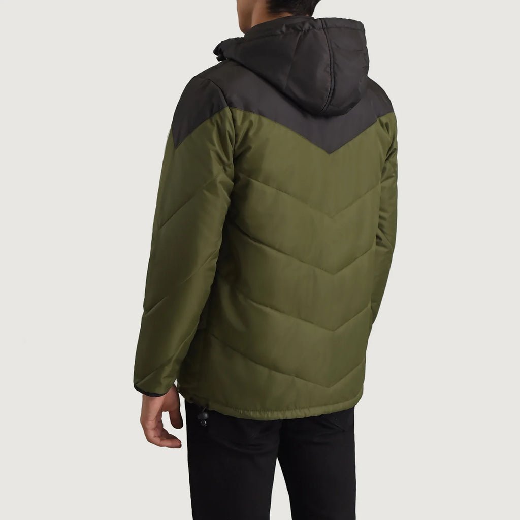 Luka Black & Green Hooded Puffer Jacket - Image 5