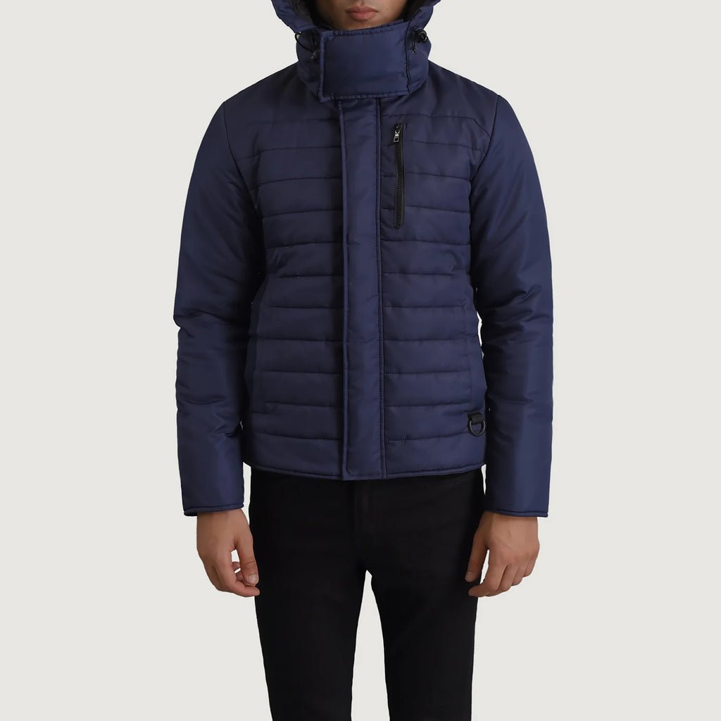 Malcolm Blue Hooded Puffer Jacket - Image 4