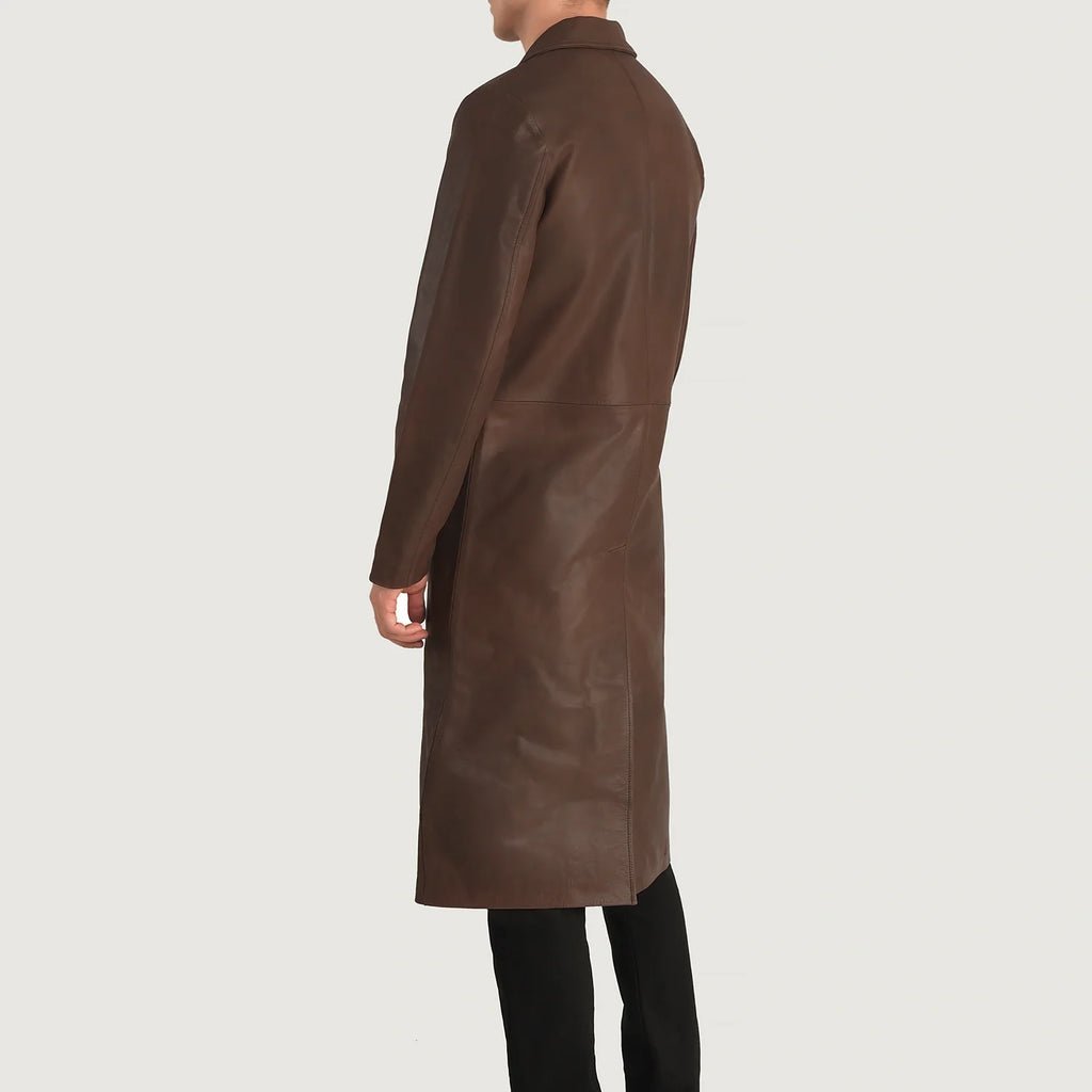 Mateo Brown Leather Single Breasted Coat - Image 5