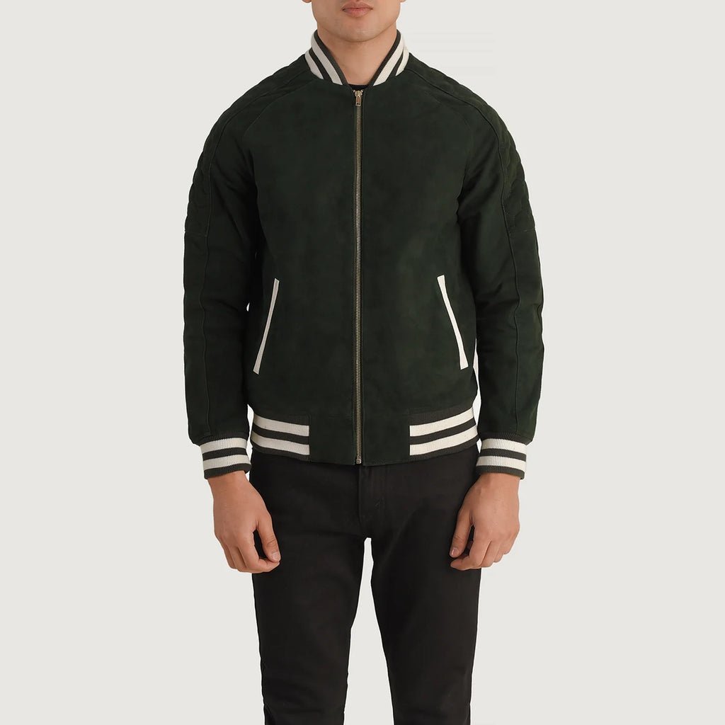 Pascal Green Suede Varsity Jacket - Image 4