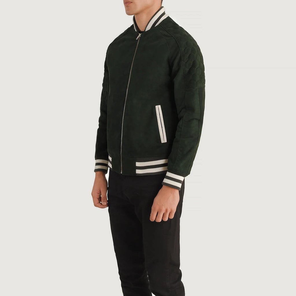 Pascal Green Suede Varsity Jacket - Image 2
