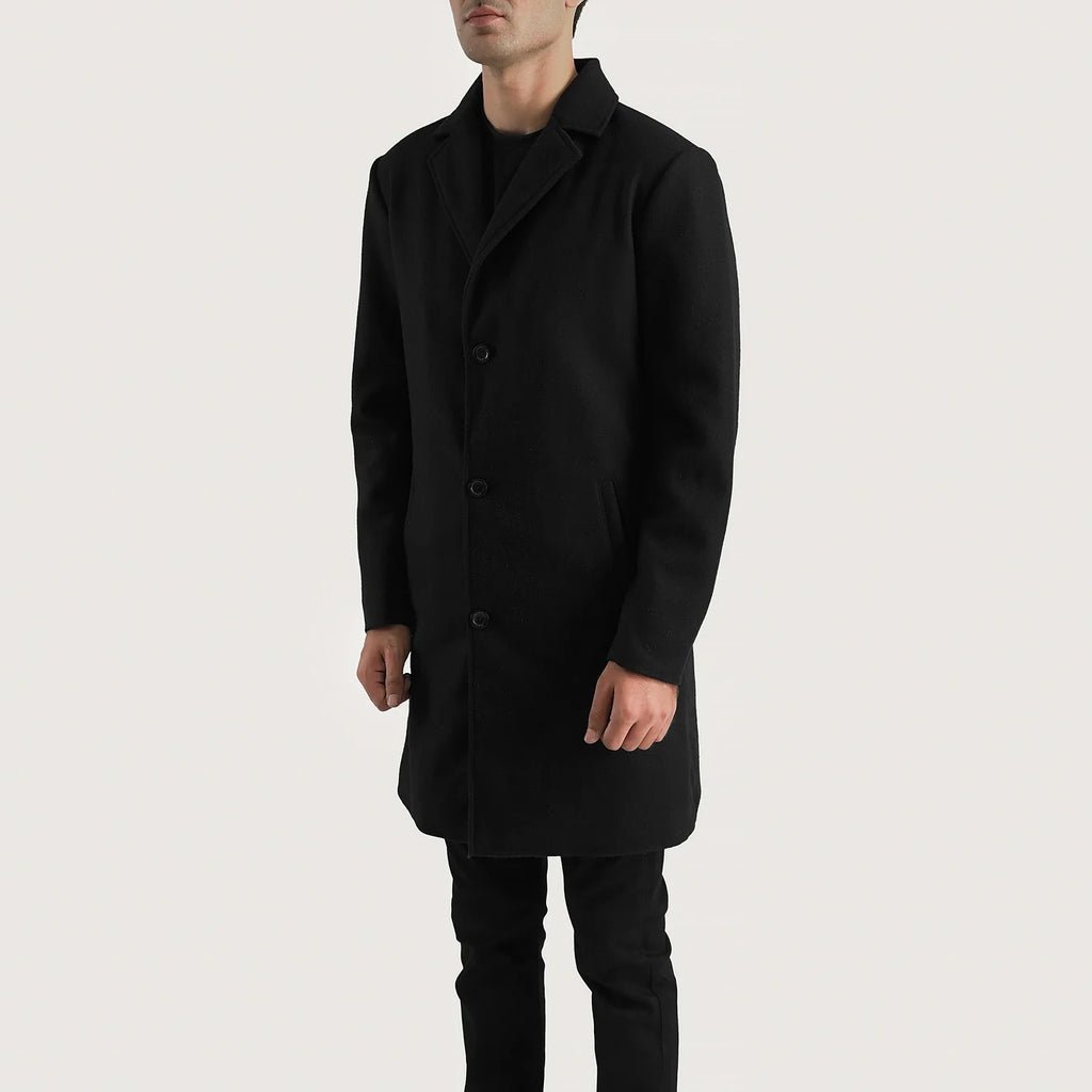 Petrillo Black Wool Single Breasted Coat - Image 2