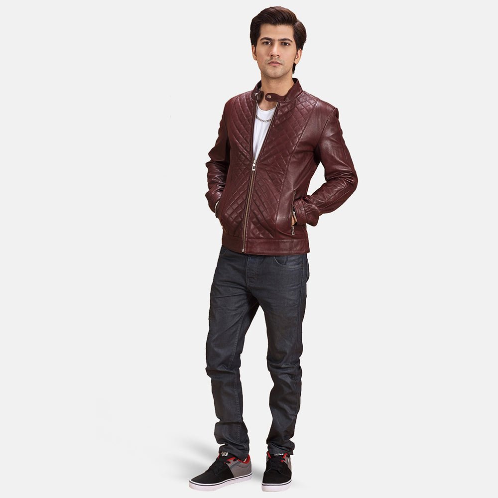Burgunn Dee Maroon Leather Biker Jacket - Image 3