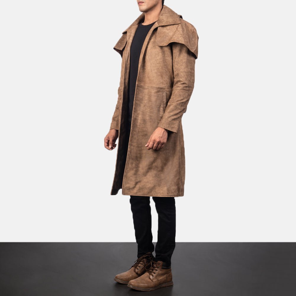 Army Brown Leather Duster - Image 2