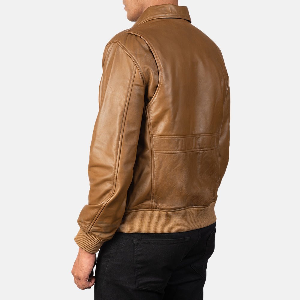 Coffmen Olive Brown A2 Leather Bomber Jacket - Image 5