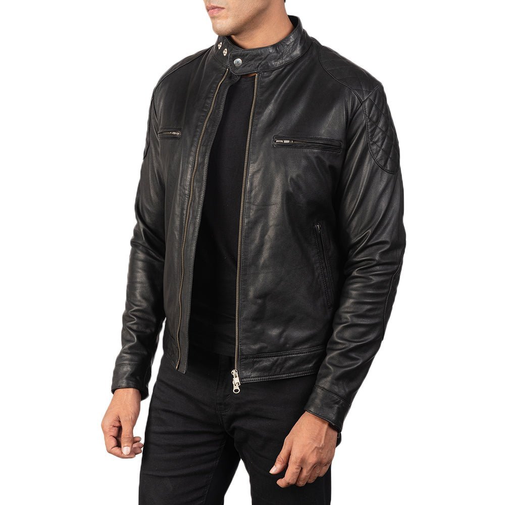 Gatsby Black Leather Biker Jacket - Image 2