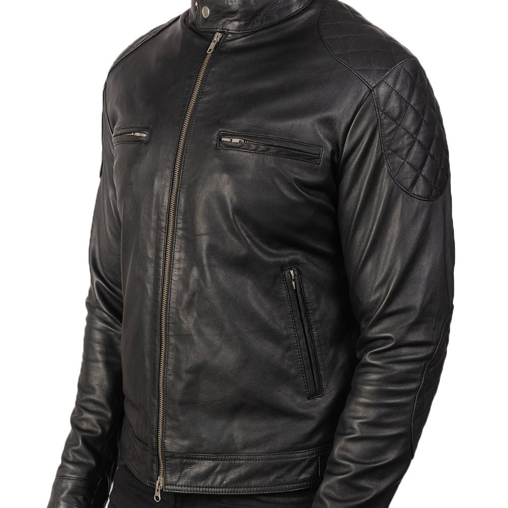 Gatsby Black Leather Biker Jacket - Image 6