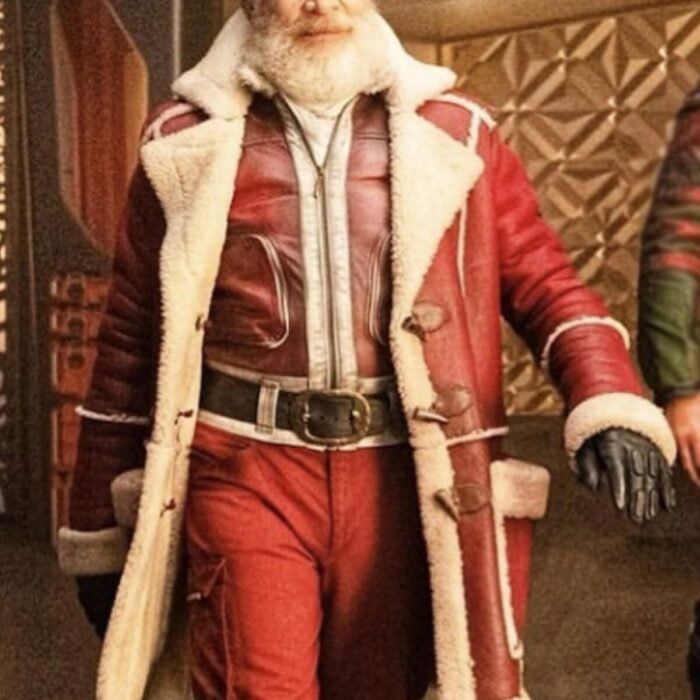 Red One 2023 Santa Claus Red Shearling Coat