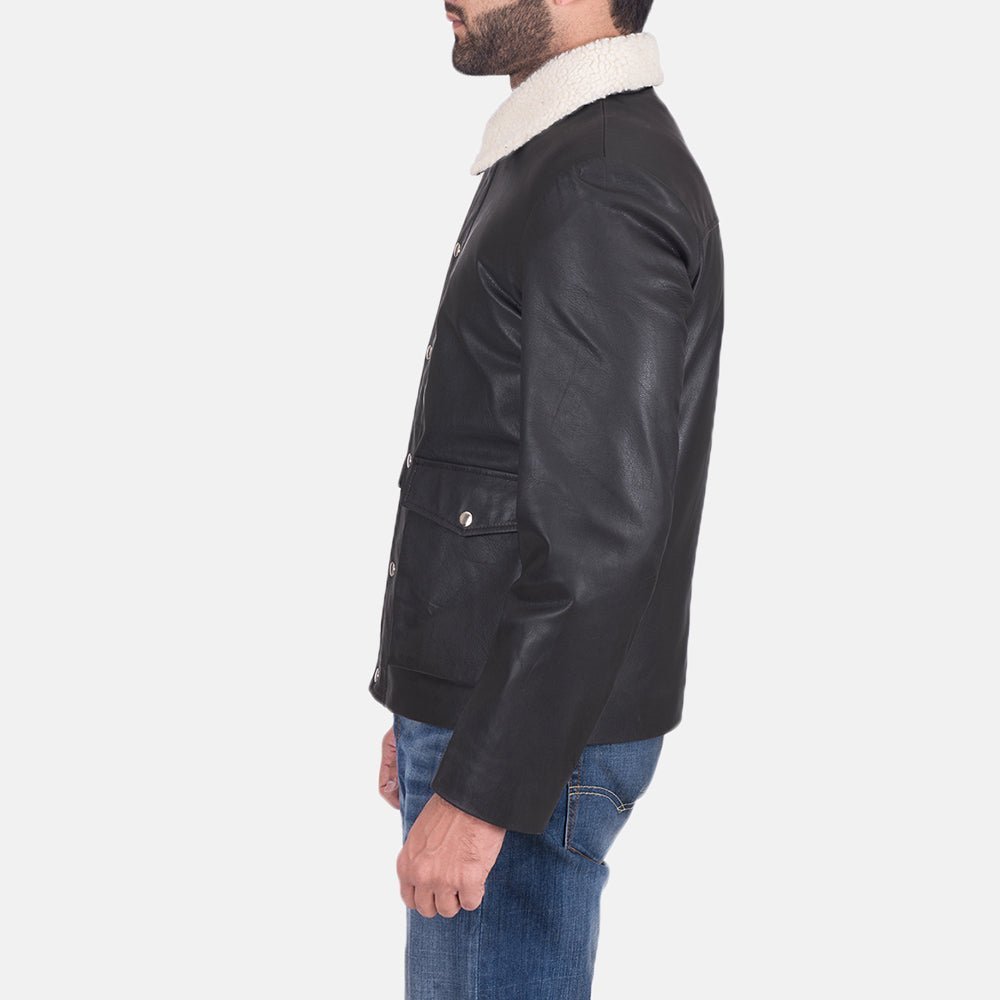 Snow Cole Black Leather Jacket - Image 2