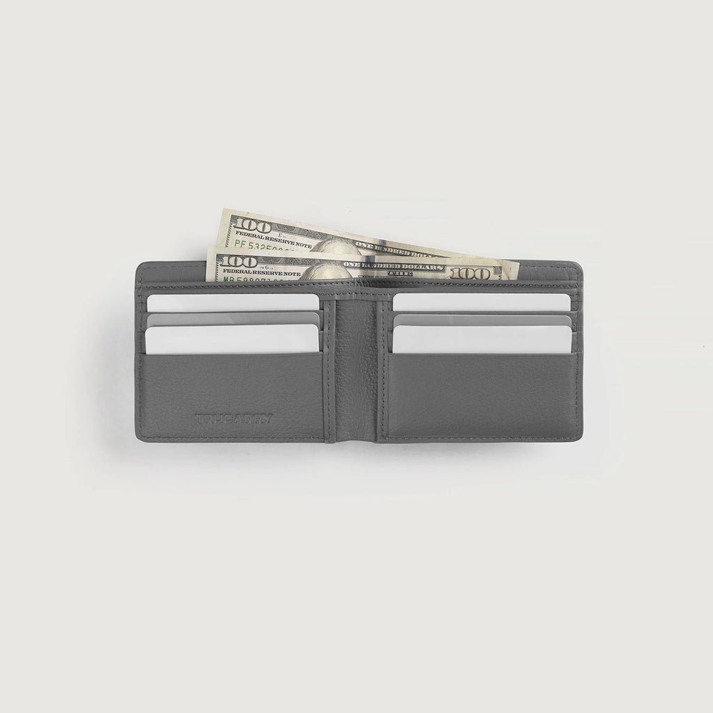 Voren Grey Leather Bi-fold Wallet - Image 5