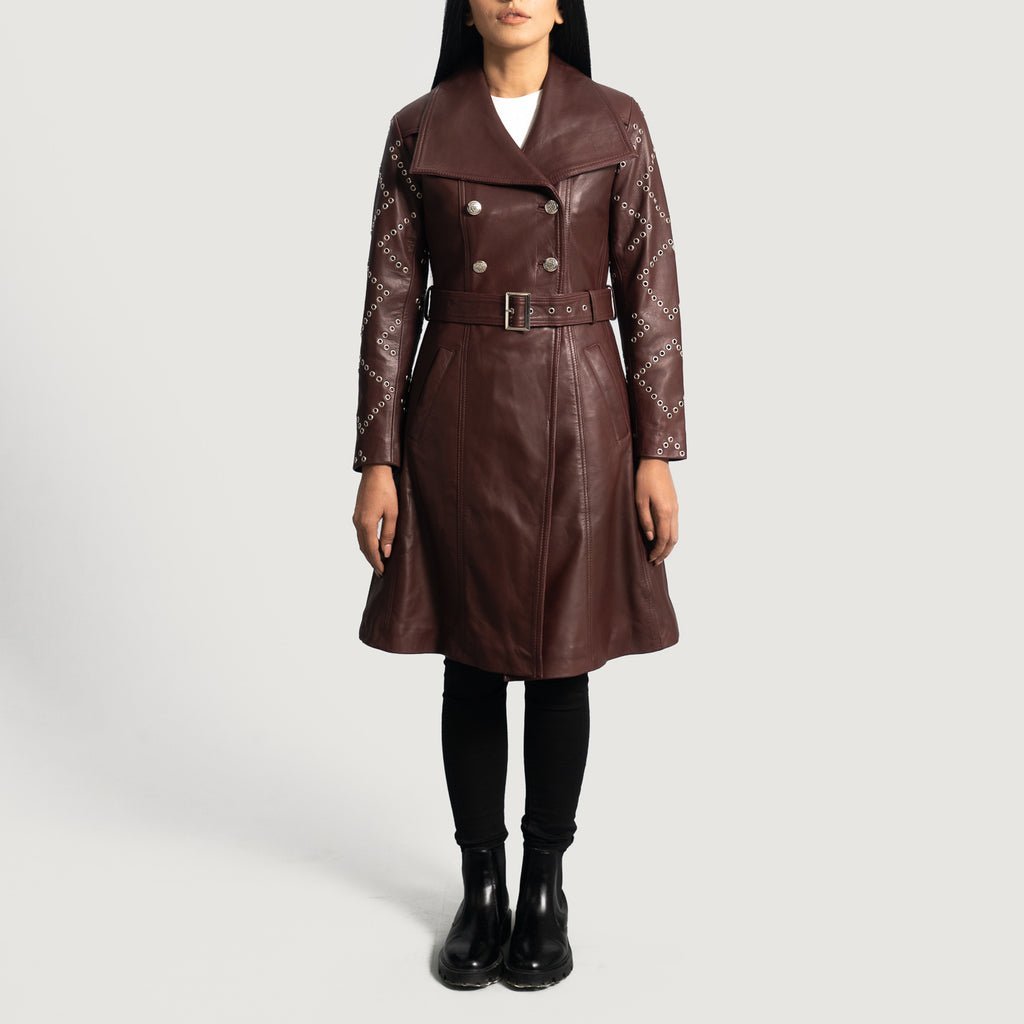 Missoni Maroon Leather Trench Coat - Image 2