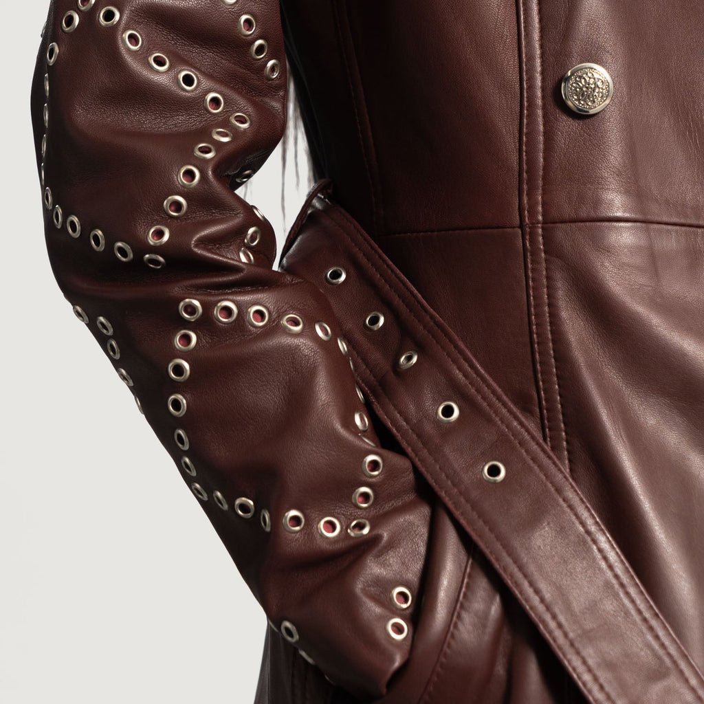 Missoni Maroon Leather Trench Coat - Image 4