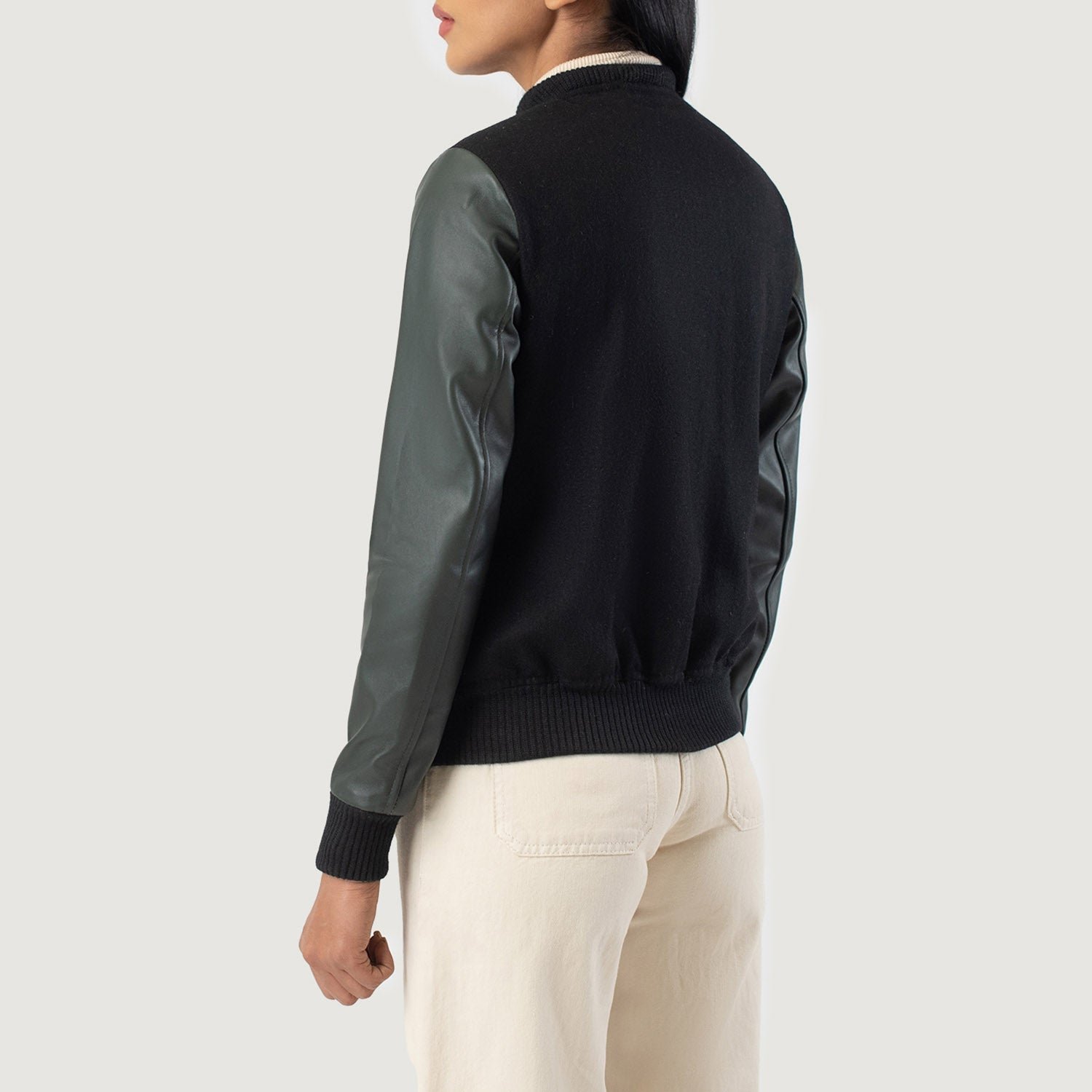 Savant Green & Black Hybrid Varsity Jacket - Image 5