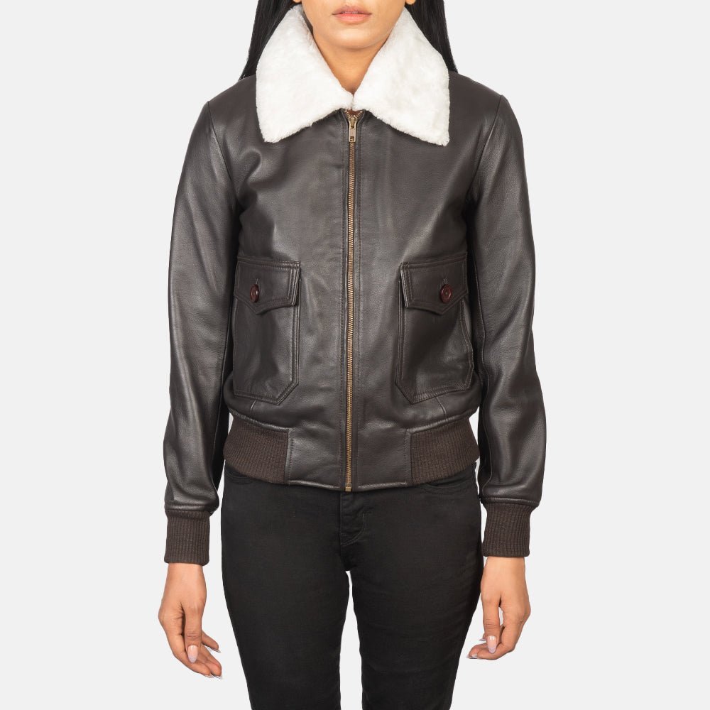 Stella G-1 Brown Leather Bomber Jacket - Image 4