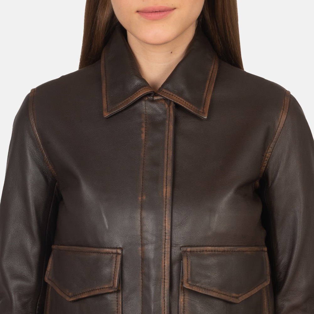 Westa A-2 Brown Leather Bomber Jacket - Image 6