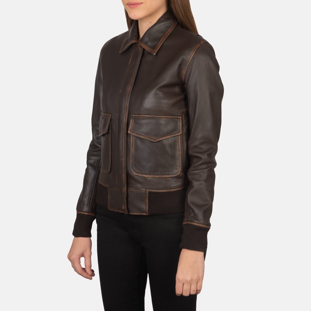 Westa A-2 Brown Leather Bomber Jacket - Image 2